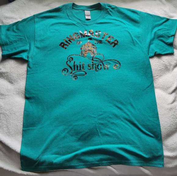 Turquoise T Shirt With Rainbow "Ringmaster Of The Shit Show" Decal - Picture 3 of 7